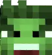 a pixel art of a frog with a red mouth .