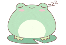 a frog is sleeping with its eyes closed and zzz written on its face