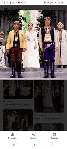 a screenshot of a google search for what medal were luke and han solo