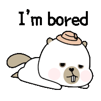 a cartoon of a beaver wearing a hat with the words " i 'm bored " above it