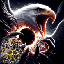 a picture of an eagle with a dmc logo