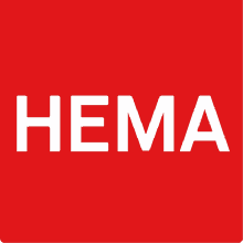 a red sign with the word hema on it