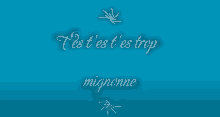 a blue background with the words " c'est t'es trop mignonne "