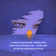 a cartoon of a woman 's face in the water with a quote