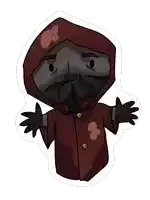 a cartoon drawing of a person wearing a red hooded jacket