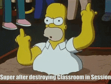 homer simpson giving the middle finger in a sandbox