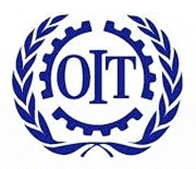 the logo for the international organization for technical cooperation is a blue and white logo with a laurel wreath .