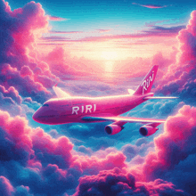 a pink airplane with the word riri on it