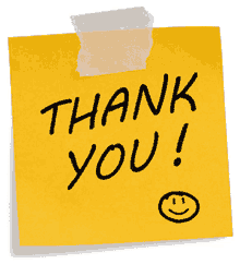 a yellow sticky note that says thank you with a smiley face