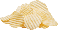 a pile of ruffled potato chips on a white surface