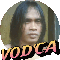 a man with long black hair is in a circle with the word vodca above him