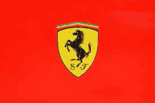 a ferrari logo is on a red background .