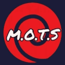 a logo for m.o.t.s. with a red swirl