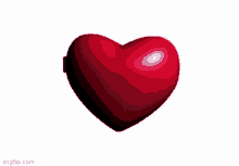 a red heart on a white background with a hole in the middle .