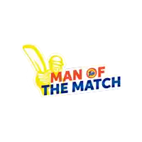 a man of the match logo with a cricket bat