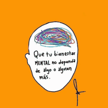 a drawing of a brain with the words que tu bienestar mental no dependa de algo o alguien mas written on it