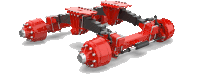 a 3d model of a red and black tractor axle