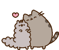 a cartoon drawing of a cat hugging another cat with a heart above them