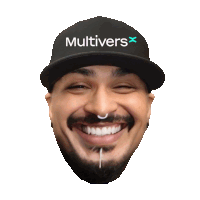 a man wearing a black hat that says multivers