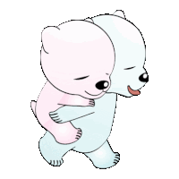 two polar bears hugging each other on a white background