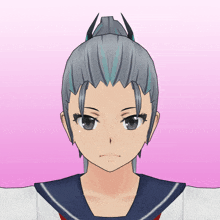 a girl with a ponytail and horns on her head