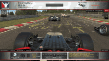 a computer screen shows a race car on a track with the word racing at the top