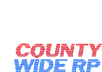 red and blue county wide rp written on a white background