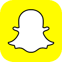 a snapchat icon with a white outline on a yellow background