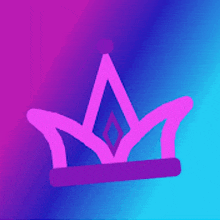 a pink and blue crown with a diamond in the middle