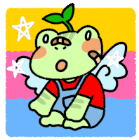 a cartoon of a frog with wings and a star