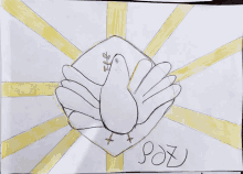 a drawing of a dove with the word paz written on the bottom