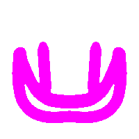 a pink swirl on a white background that looks like a horseshoe