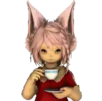 a girl with pink hair is drinking from a cup