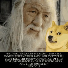 a picture of gandalf and a doge with a quote from gandalf .