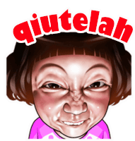 a cartoon of a girl with the word qiutelah on her head