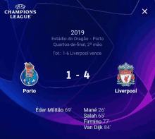 a uefa champions league advertisement with liverpool and porto