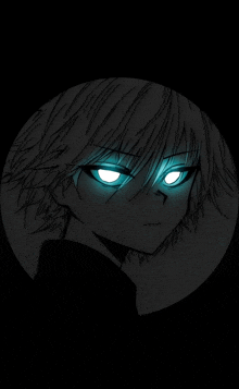 a drawing of a person with glowing eyes