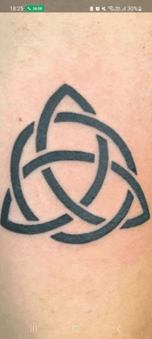 a tattoo of a celtic knot is on a person 's arm