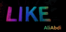 a rainbow colored background with the name aliabdi on the bottom