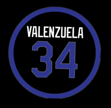 a circle with the name valenzuela and the number 34 inside of it