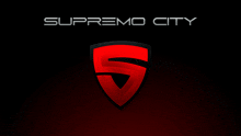 a logo for supremo city is shown on a dark background