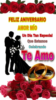 a feliz aniversario amor mio un dia tan especial que estamos celebrando te amo greeting card