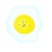 a cartoon drawing of an angry egg with a face drawn on it