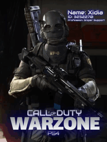 a poster for call of duty warzone ps4 shows a man holding a gun