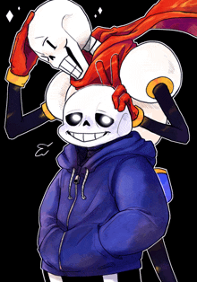 a drawing of papyrus holding a skull on top of sans