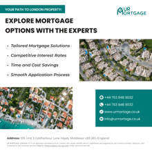 an advertisement for ur mortgage shows an aerial view of a neighborhood