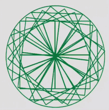a drawing of a circle with a red center