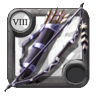 an icon of a bow and arrow in a game with the number viii .