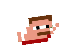 a pixel art drawing of a man with a red shirt