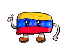 a cartoon drawing of a venezuelan flag with arms and legs